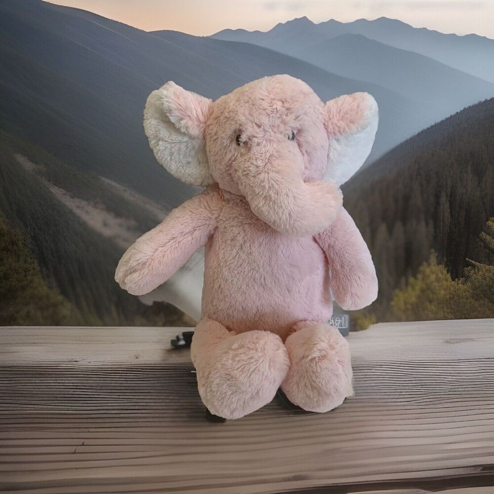 Manhattan Toys Pink Elephant Plush Baby Toy Stuffed Animal Embroidered Eyes 13”
